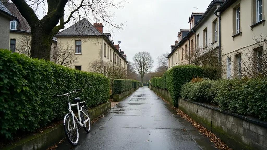 Compiègne : les quartiers à éviter avant d'acheter ou de louer Rue résidentielle avec jardins dans une ville française sous un ciel couvert
