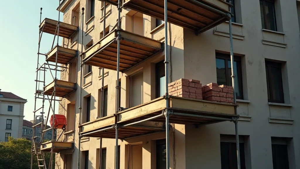 Clichy (92) : les quartiers à éviter et ceux qui montent Chantier de rénovation d'un immeuble avec échafaudage le matin